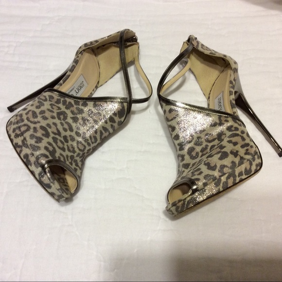 Jimmy Choo Grey Leopard Print Platform Heels - Picture 11 of 15